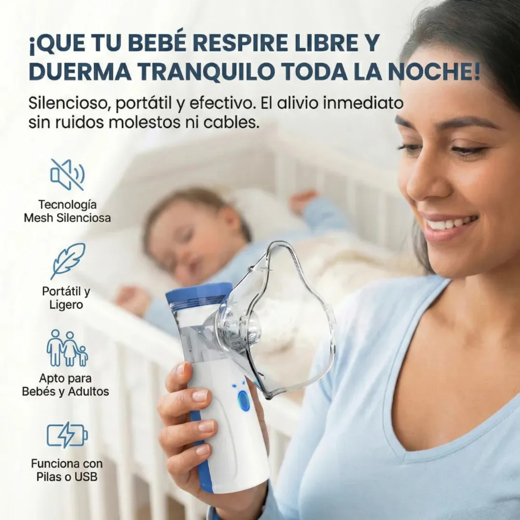 Mesh - Nebulizador para Bebés, Niños y Adultos