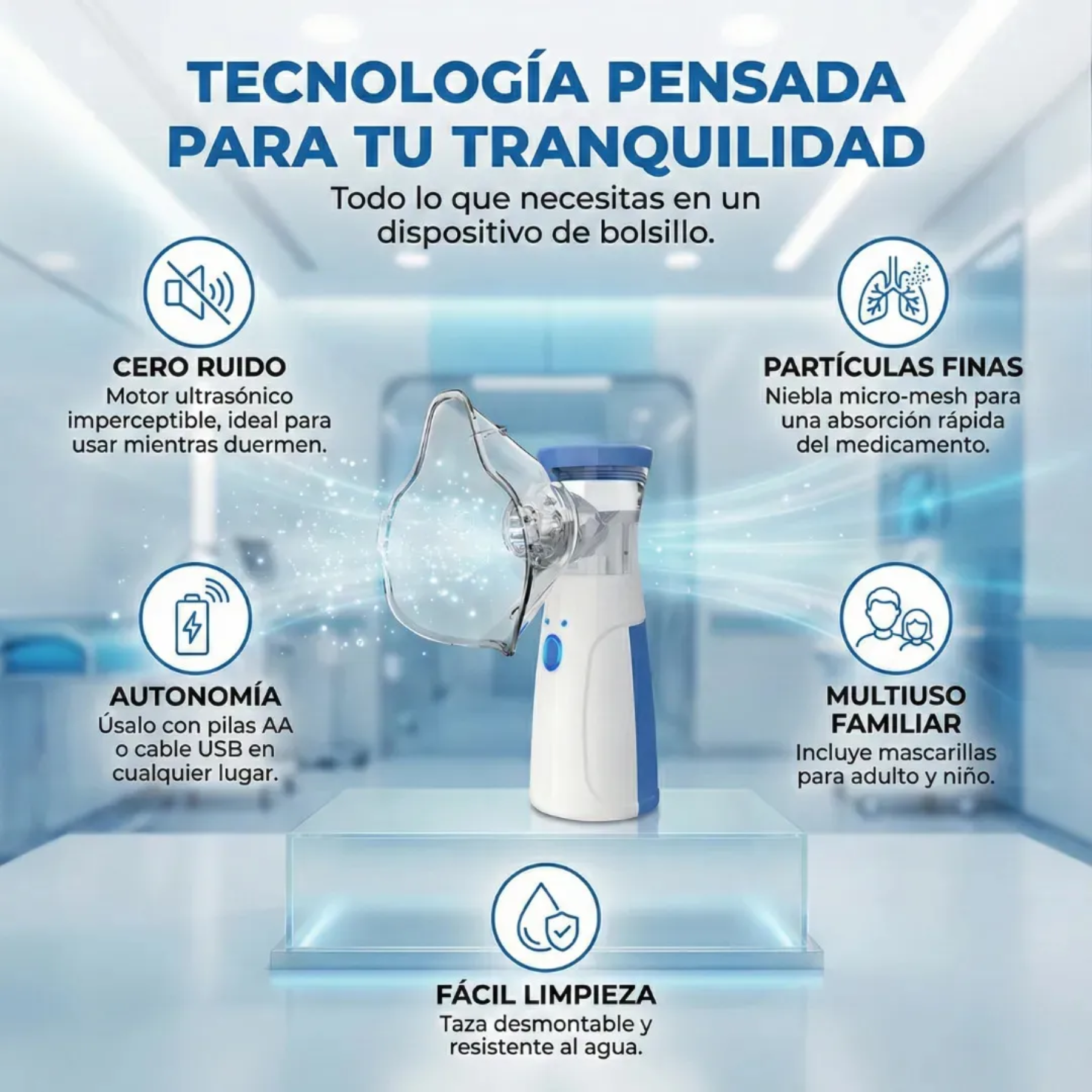 Mesh - Nebulizador para Bebés, Niños y Adultos
